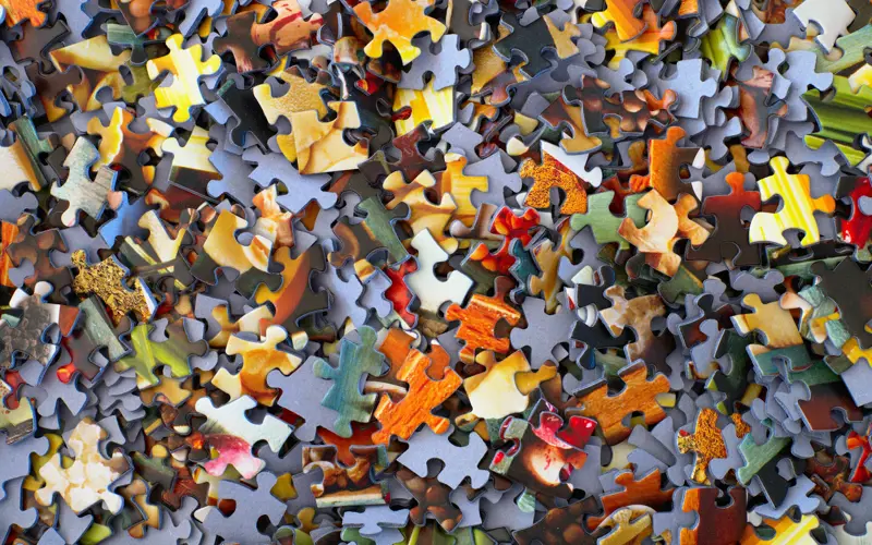Photo of jigsaw puzzle pieces