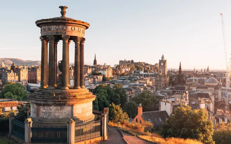 A city view of Edinburgh from Carlton Hill