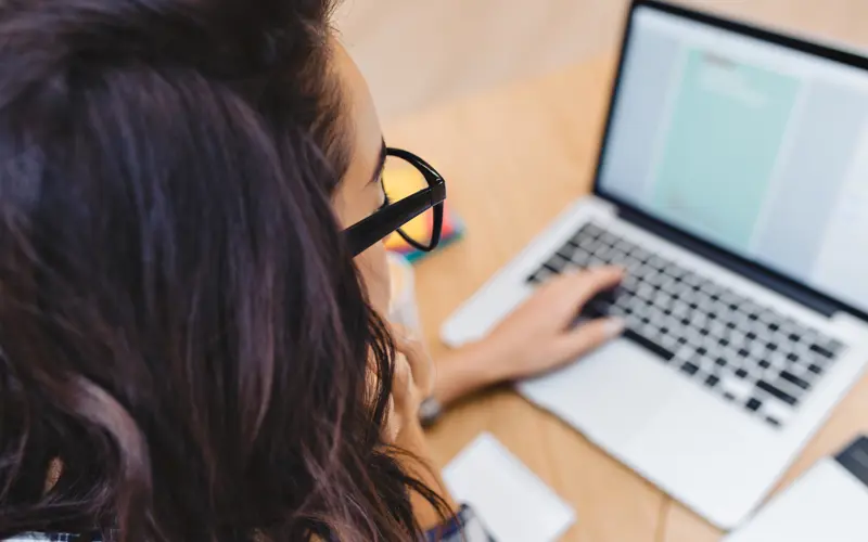 Woman working on laptop 
