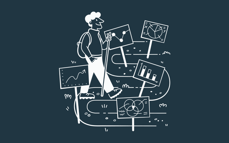 Milestone illustration on navy background