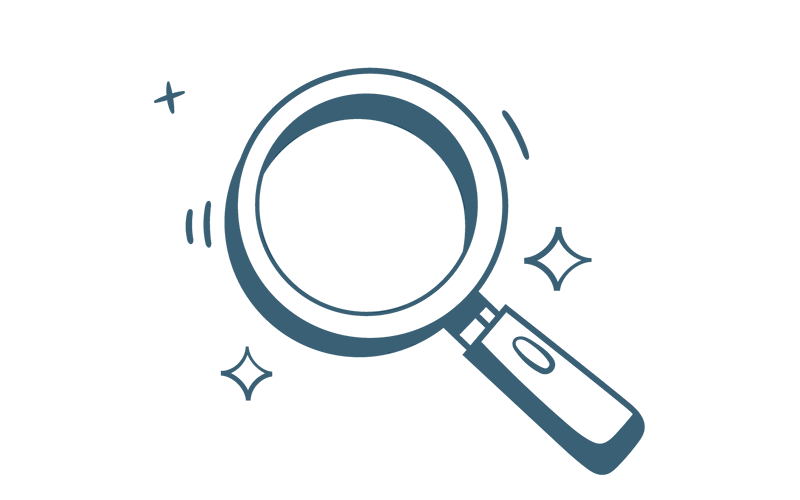 Illustration of a magnifying glass looking at numbers.